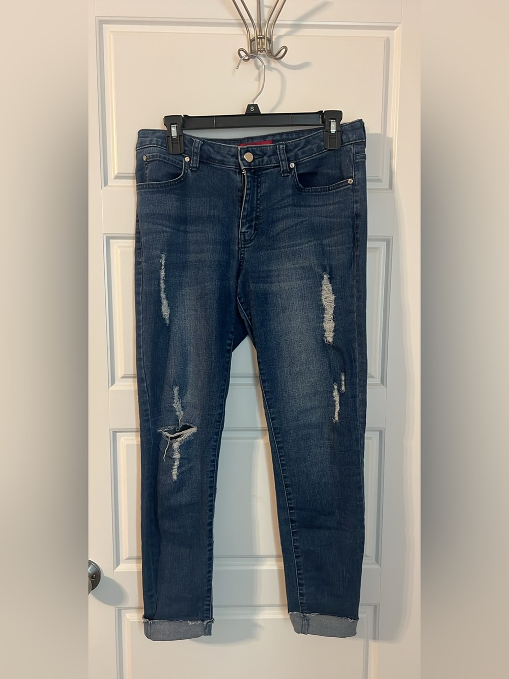 Jennifer Lopez Dark Indigo Distressed Skinny Jeans